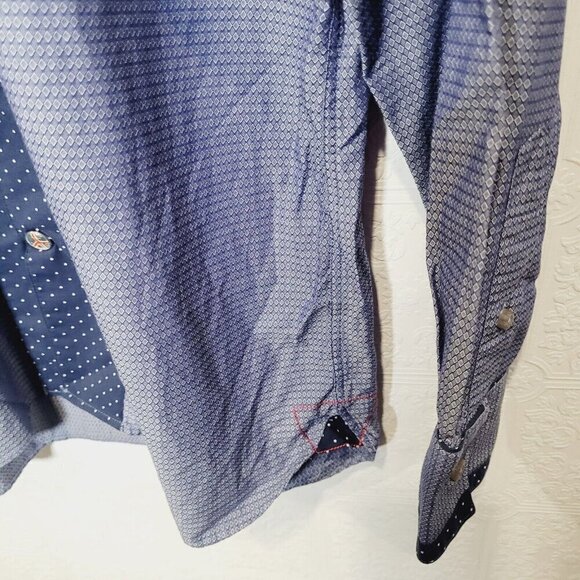 John Lennon By English LAUNDRY checked Blue Button Down M Euc - Picture 4 of 8